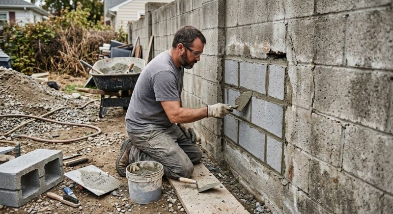 Cinder Block Wall Repair in Sherman, TX