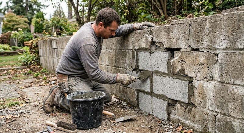 Concrete Block Wall Repair in Sherman, TX