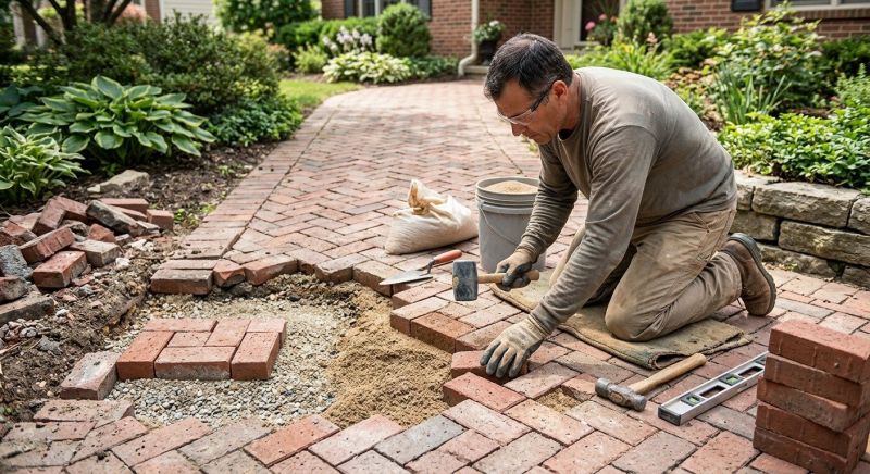 Entryway Brick Repair in Sherman, TX